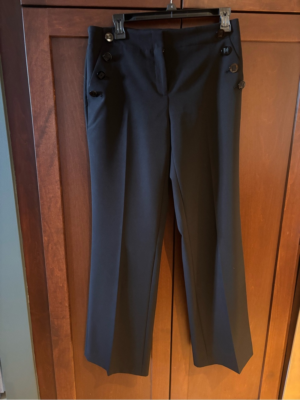 Karl Lagerfeld Black Dress Pants with Side Button Detail - Picture 2 of 5